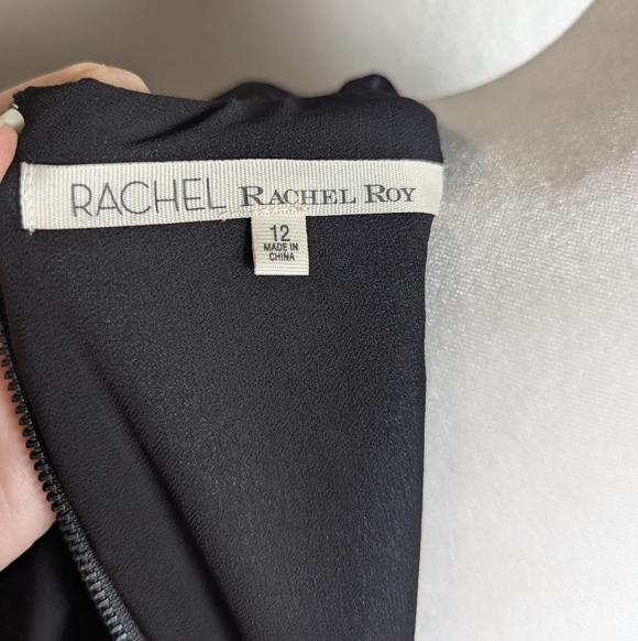 Rachel Roy Black & White Floral Open Waist Midi Party Dress Womens 12 - Picture 7 of 9